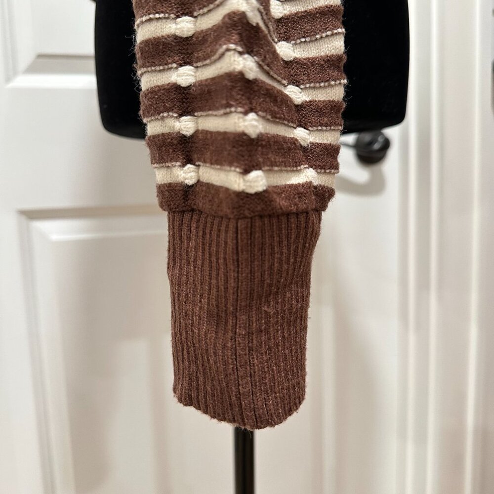 Anthropologie Better Garment Brown Cream Collared Sweater Size Small - Picture 4 of 16